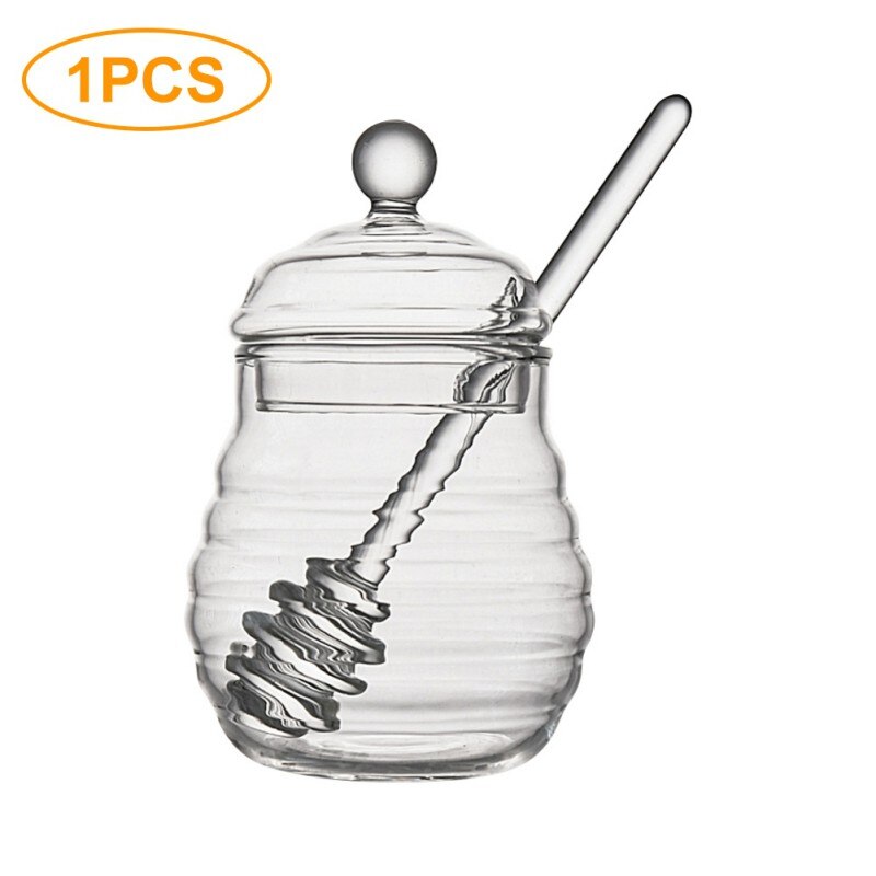 11Oz/14Oz Clear Honing Pot Met Dipper Keuken Gereedschap Glas Handgemaakte Honing Pot Met Dipper En Honing pot Met Doos: 1 PCS Small