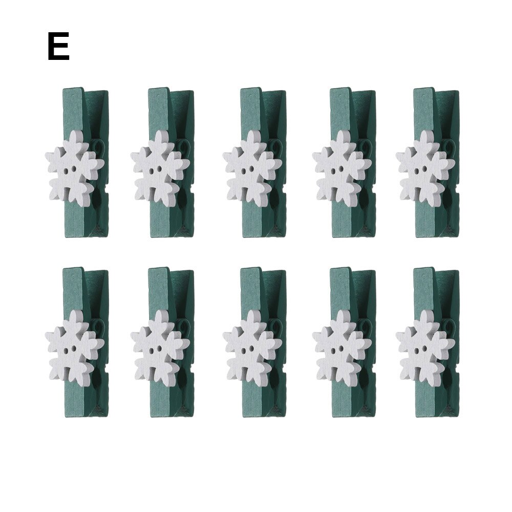 10 stuks/set mini kerst houten clips jaar feest decoratie foto muur clip eland diy kerst ornament kaarthouder bruiloft ornamenten: En