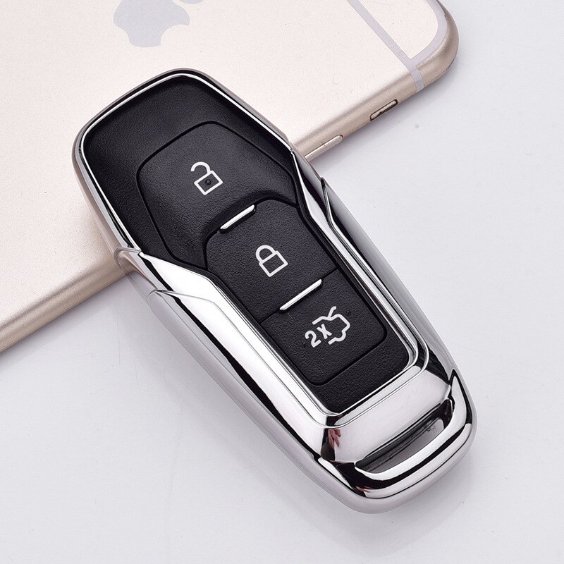 Tpu auto älykäs kauko-avainkotelo auto suojaava avain kuori kuori kansi ford edge mondeo mustang ford keys avaimenperä: Hopea