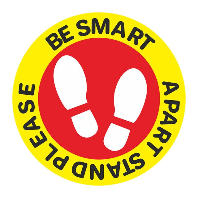 5pc Public Area Social Distancing Floor Sticker Waterproof Self Adhesive Safety Floor Sign Sticker for Crowd Control Guidance: 3 / Diameter 17cm