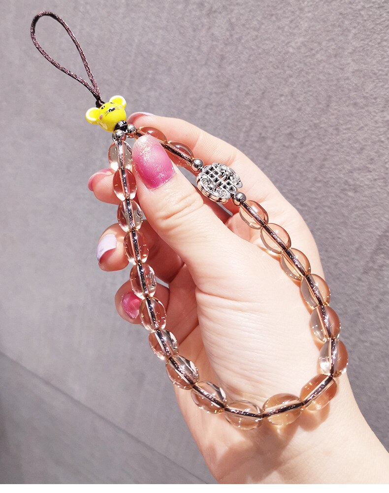 Bear Crystal Chain Bracelet Wrist Strap Lanyar for IPhone 13 12 11 Pro Max for Huawei Xiaomi Samsung Honor Bracelet Wrist Strap: brown