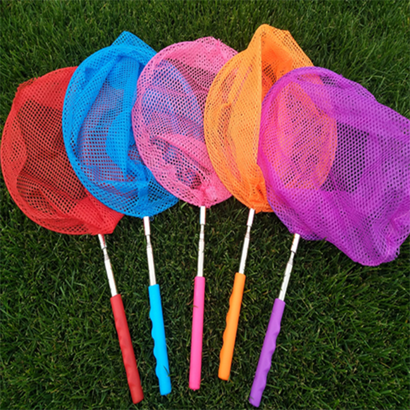 Colorful Telescopic Butterfly Net Extendable 34 Inches Anti Slip Grip Kis Toys for Catching Bugs Insect Fish Net Toys Fun