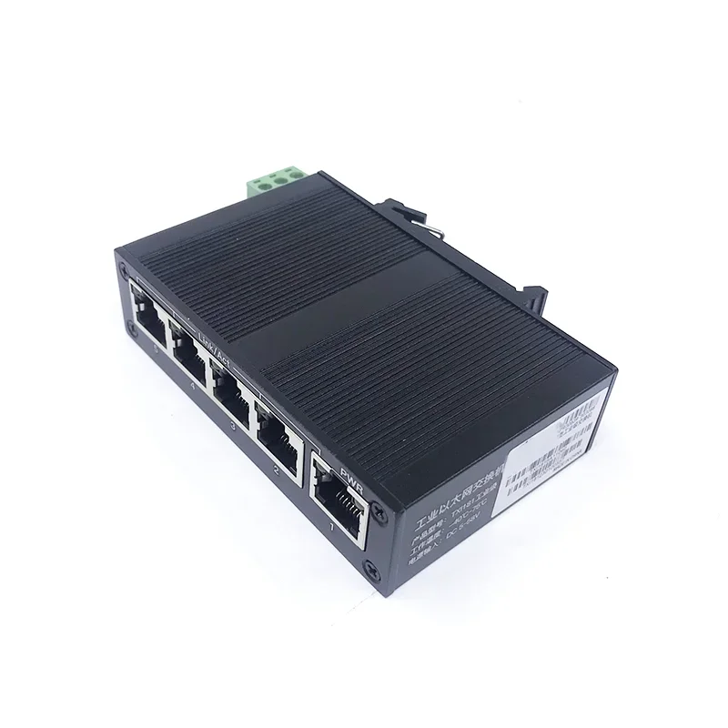 Mini interruptor ethernet industrial não gerenciado, 5/10 portas 10/100m 5v-58v 5/10 portas 100m, proteção contra raios 4kv, antiestático 4kv: Branco