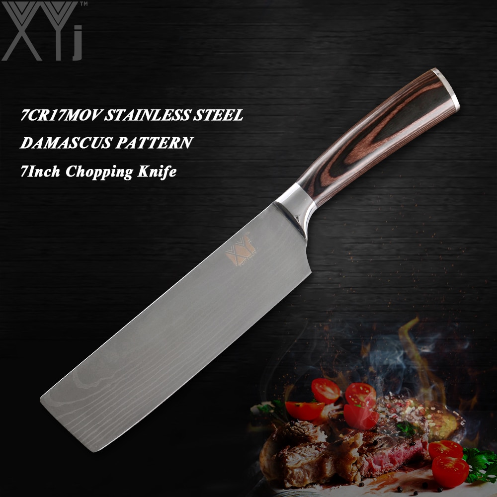 XYj Japanese Style Chopping Knife Stainless Steel Kitchen Cleaver Knife Chef's High Carbon Cooking Knife Qualilty