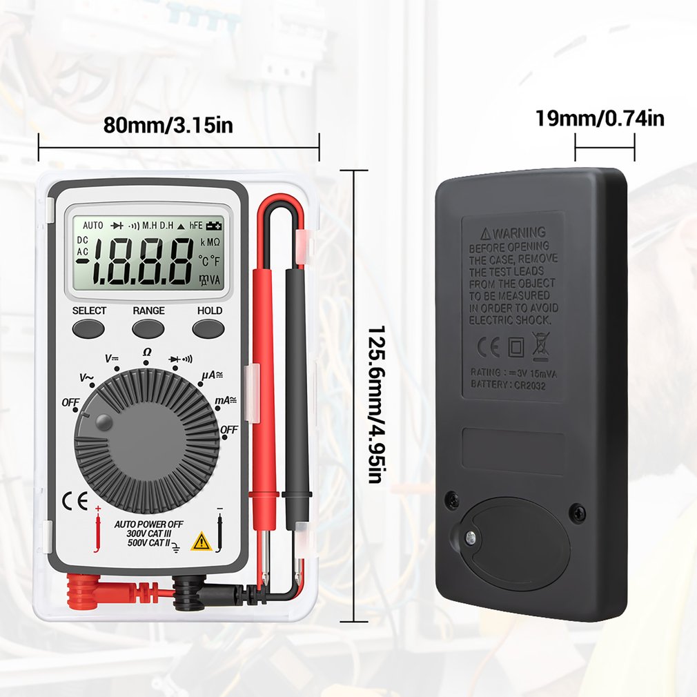 Mini Digital Multimeter ANENG AN101 Multimeter Tester DC/AC Voltage Current LCD Meter Testers With Test Lead