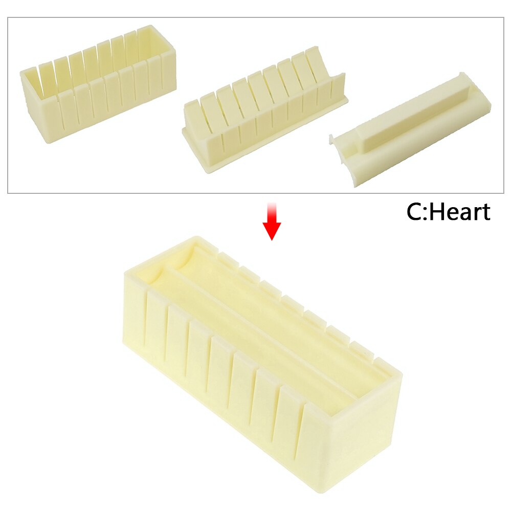 3PCS DIY Sushi Maker Sushi Plastic Making Kit Roller Rice Mold Easy Sushi Cooking Chef kitchen Japanese Sushi Cooking Tools: Heart