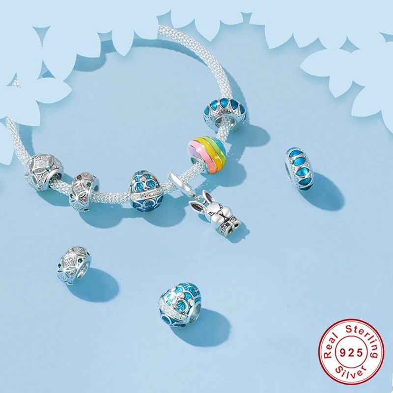INBEAUT Nuovo Uovo di Pasqua Coniglio Serie 925 sterling perline d'argento in forma Originale di Marca Del Braccialetto accessori di fascino Glamour Gioielli