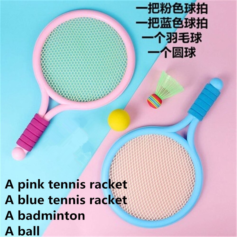 1Set di plastica per bambini tennis badminton giocattoli sport al coperto all&#39;aperto giocattoli per il tempo libero racchette da tennis giocattoli genitore-figlio regali per bambini: Rosso