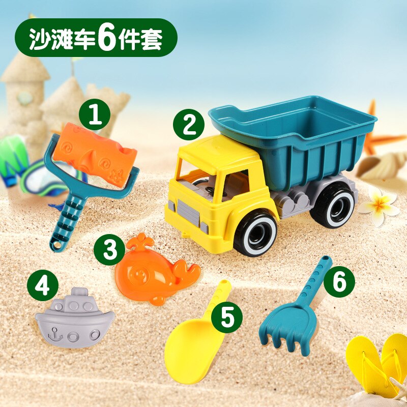 Giocattoli da spiaggia estivi giochi da bagno per bambini carrello di sabbia Set di strumenti per secchiello Beach Party Sport giocattolo all&#39;aperto gioco educativo per acqua ragazzo regalo per bambini: A2 6pcs set