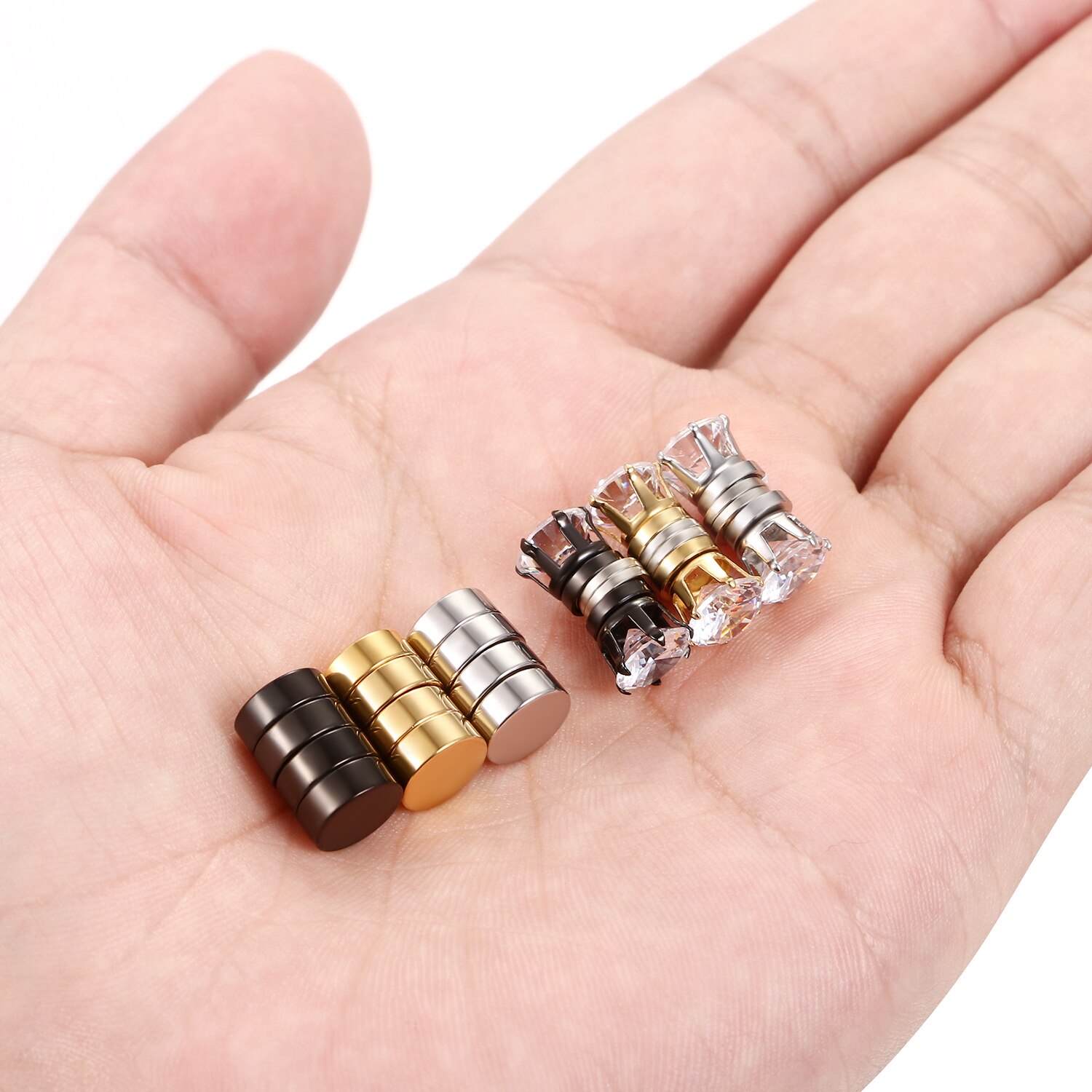 Boniskiss Roestvrij Staal Stud Oorbellen Voor Mannen Vrouwen Unisex Ronde Magneet Oorbellen Zonder Piercing Mode-sieraden