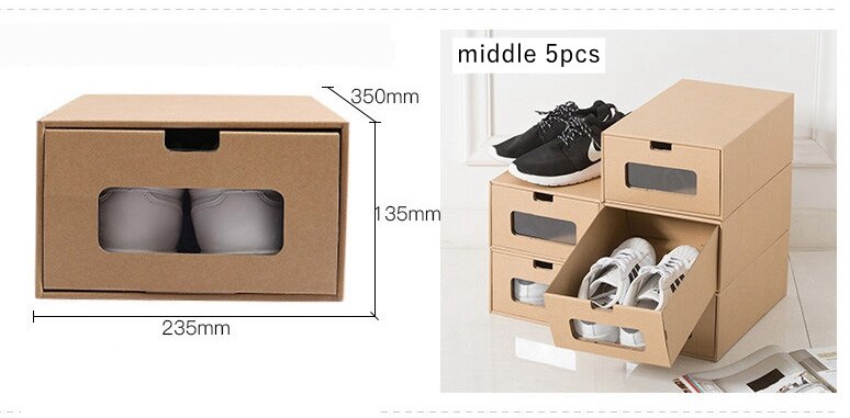 Dikker Schoenen Doos Lade Opvouwbare Schoenen Opslag Papier Doos Japanse Eenvoudige Combinatie Schoenen Schoenendoos Thuis Opbergdozen: middle 5pcs