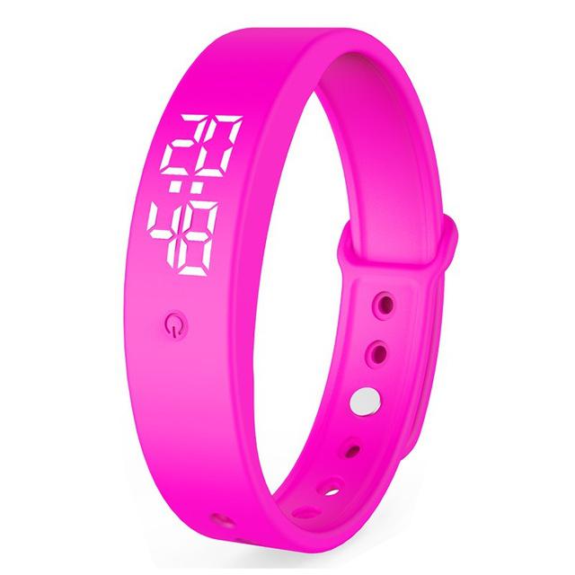 Hobbylane  v9 smart temperaturmätning armband vattentät intelligent vibrationspåminnelse övervakning av kroppstemperatur timer: Rosa