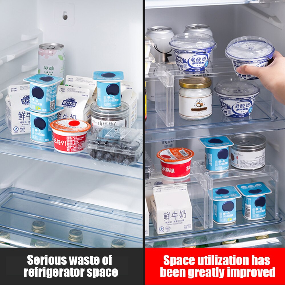 Transparant monteren koelkast plankverdeler ruimtebesparend rek koelkastopslag koelkastverdeler standaard keukenorganizer
