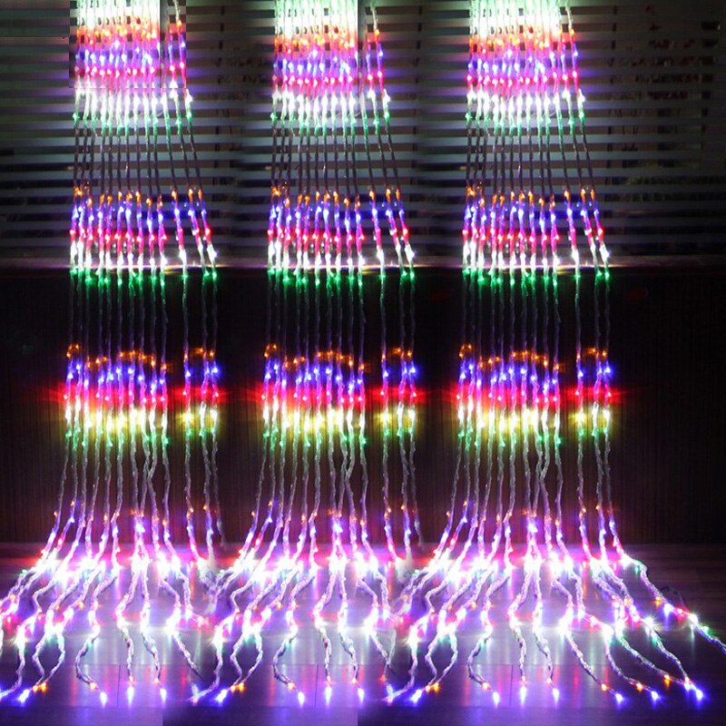 year decor Festoon led light Waterfall Meteor Shower Rain String Light led Decorative lights for home on the window: multicolour / 3Mx2M 240LEDs