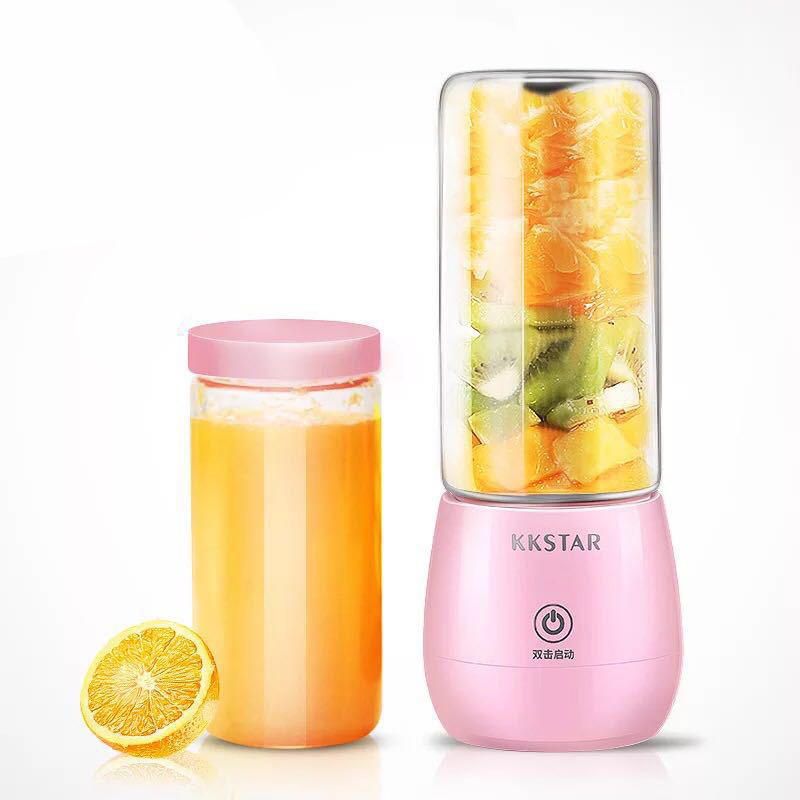 HA-Life 450ml Portable Electric Juicer Blender Auto Wireless Multi-Functional USB Charging Cut Mixer juce Glass cup Convenient: 2 cups Pink