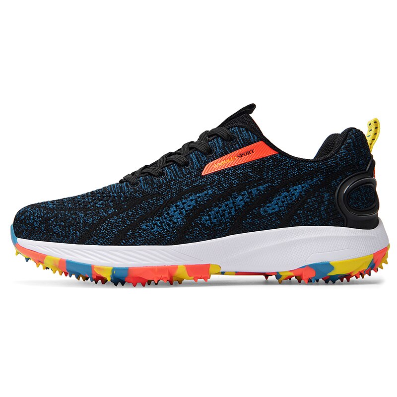 Andningsbara golfskor man sport sneakers för golf promenader träningsdubbar antislip golfstövlar för män atletisk gräsmatta: Blå / 7