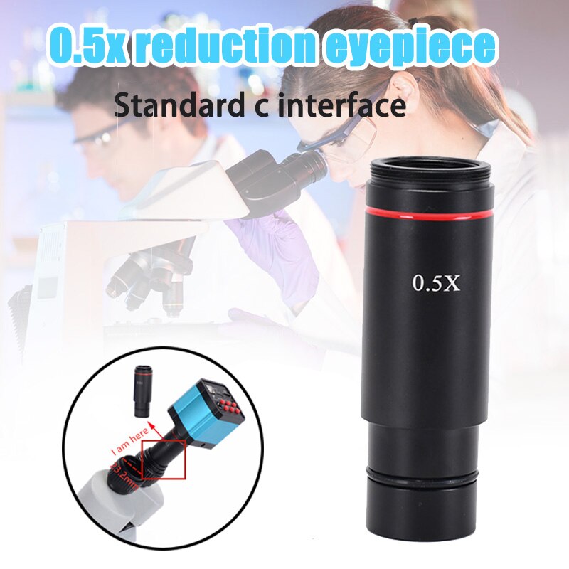 0.5X C Mount Microscope Adapter 23.2mm Electronic Eyepiece Reduction Lens for Microscope CCD Camera DQ