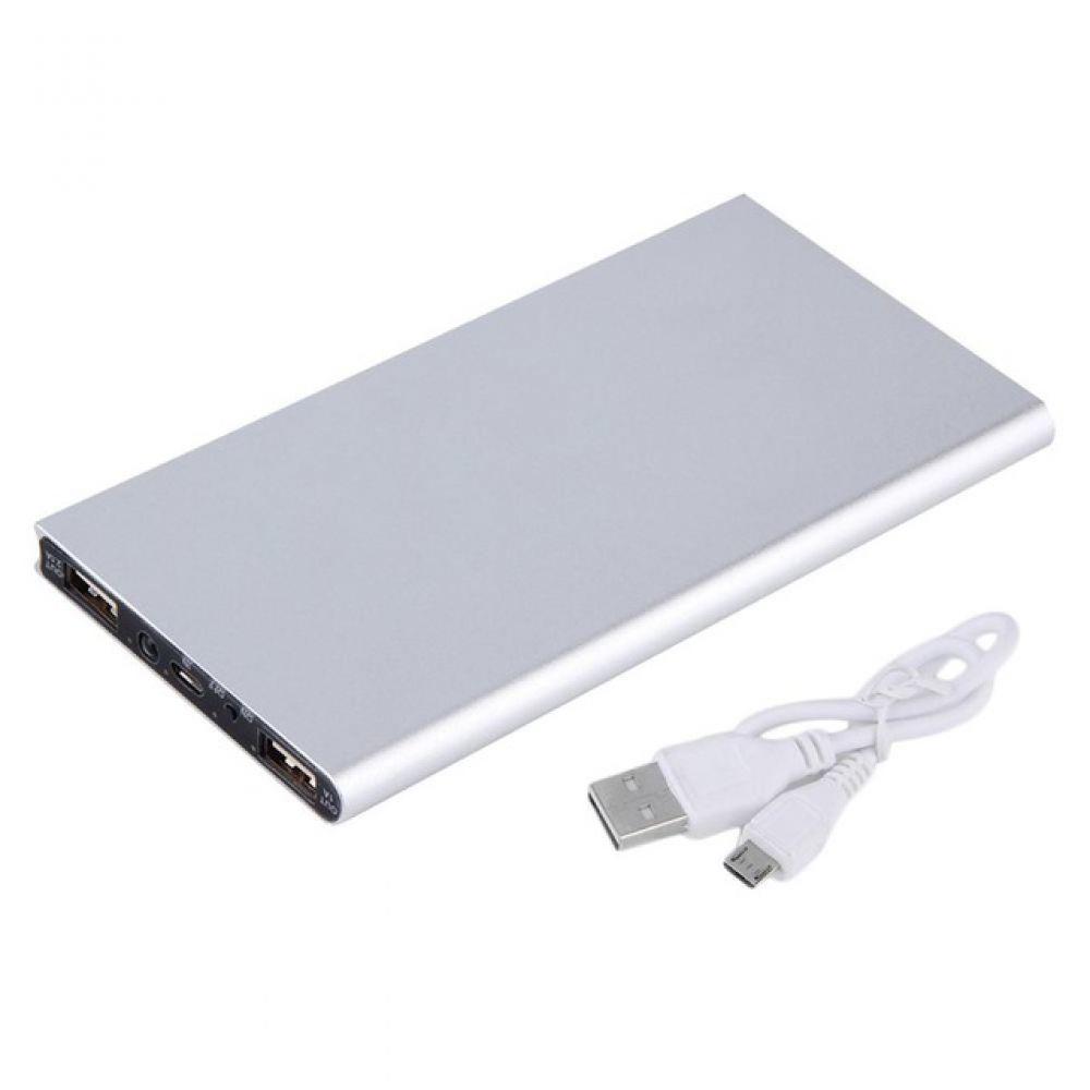 20000 Mah Power Bank Dual Poorten Voeding Voor Telefoon Met Led Licht Opladen Powerbank Mobiele Telefoon Externe Batterij Oplader: Zilver