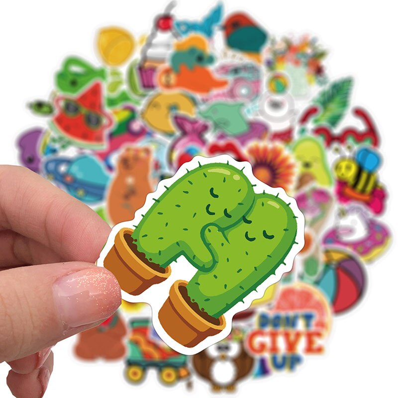 50PCS Colorful Stickers Pack For Hydro Flask Water Bottle Vinyl Decal DIY Laptop Phone Cute Trendy Aesthetic Teen Girls Sticker