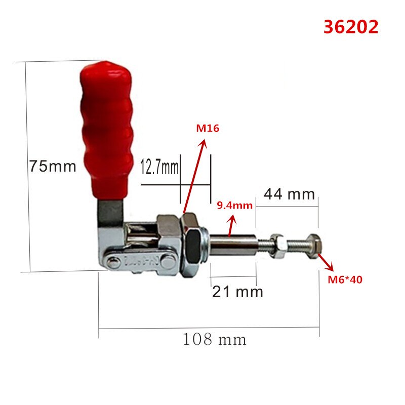Push Pull Toggle Clamp 2pcs 180 Degree Capacity 91Kg/200Lbs Quick Release Fixture Clamp for Welding Machine 36202