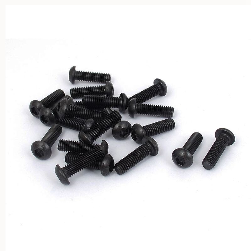 100Pcs Button Head Hex Socket Cap Screw Bolt Black M6X12mm & M6X20mm