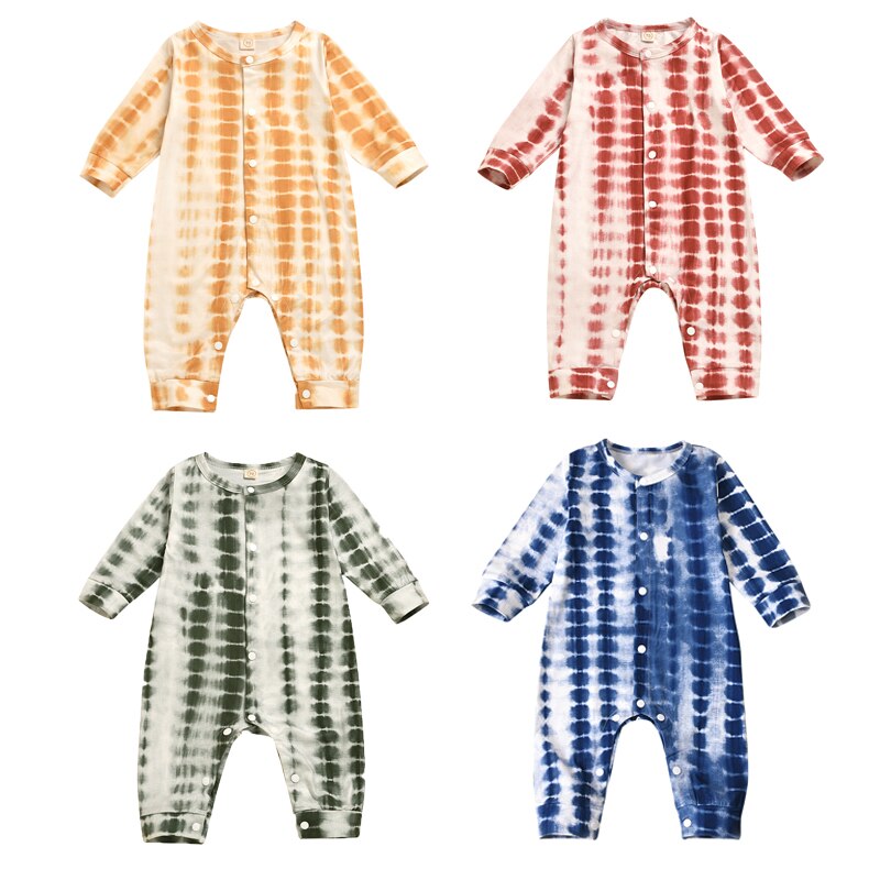 cravate colorant rayé infantile bébé garçons filles barboteuse 0-24M 4 couleurs automne à manches longues combinaison combishort coton vêtements