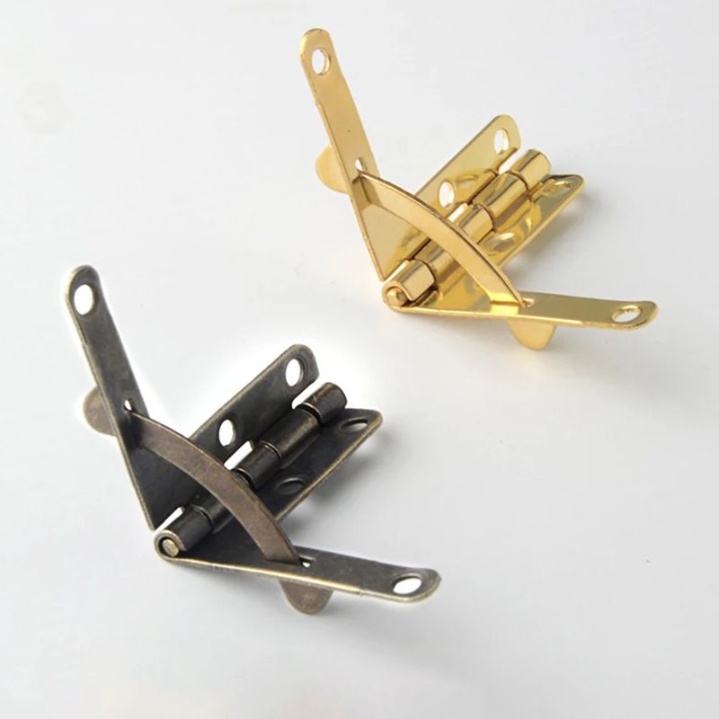 2 Teile/los Frühling Scharnier 90 Grad Winkel Unterstützung Scharnier Kleine Kasten Scharniere für Schmuck fallen Holz Deckel Tür Schließen-helle Gold, Bronze-