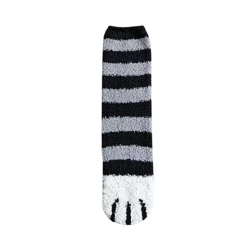 Chaussettes en patte de chat chaudes d'hiver pour femmes, molleton de corail épais pour filles, chaussettes de sommeil floues, maison, chaussettes en griffe Kawaii, noël: B1