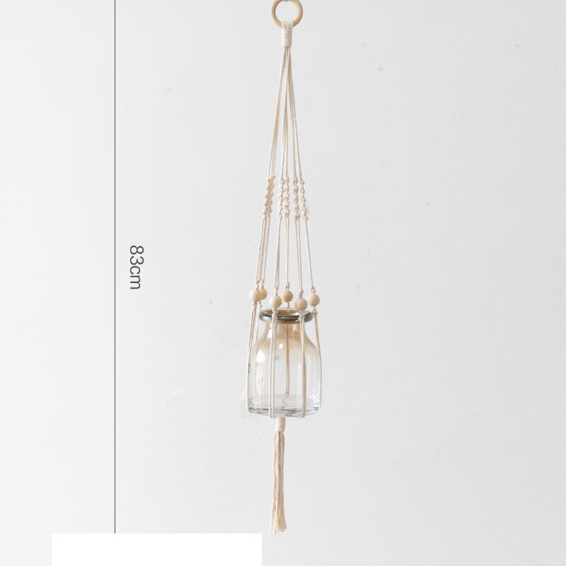 Macrame Plant Hanger Groen Geel Beige Met Bean Groen Geel Zwart: GBH1006