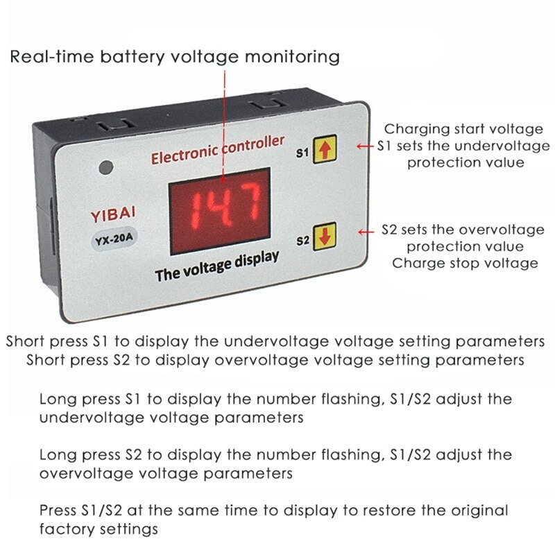 12v elektronisk kontroller, lavspent batteri, automatisk avstengning, beskyttelsesbryter, lavspenningsregulator