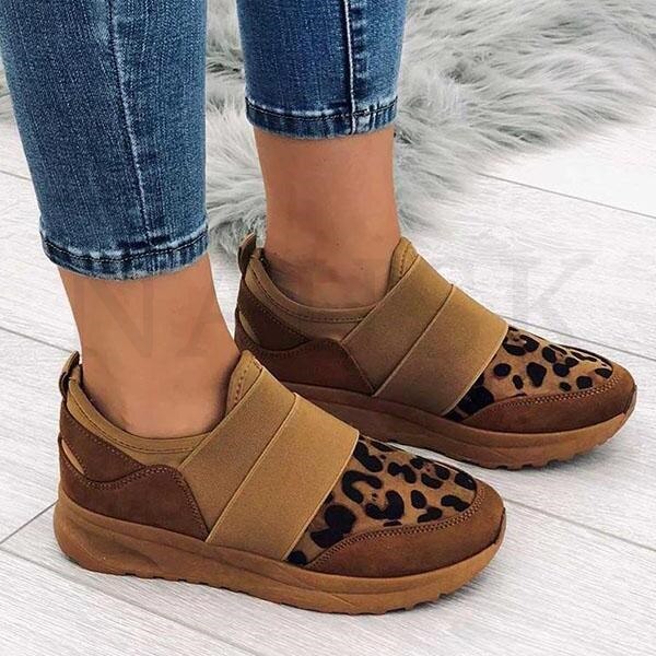 Kvinnors sneakers damer leopard vulkaniserade damskor glider på avslappnad kvinnlig platt komfort lätt vandringsskor kvinna 35 ~ 43