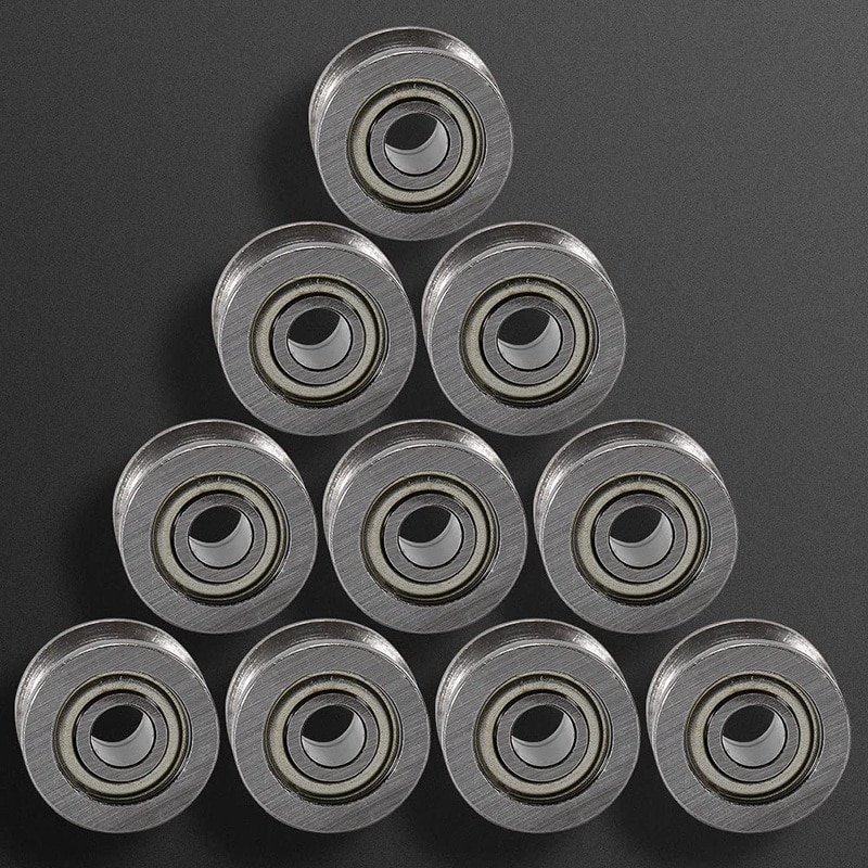 20Pcs U Groove Bearing U624ZZ Carbon Steel Durable V Groove Ball Bearing Pulley for Rail Track Linear Motion Systems