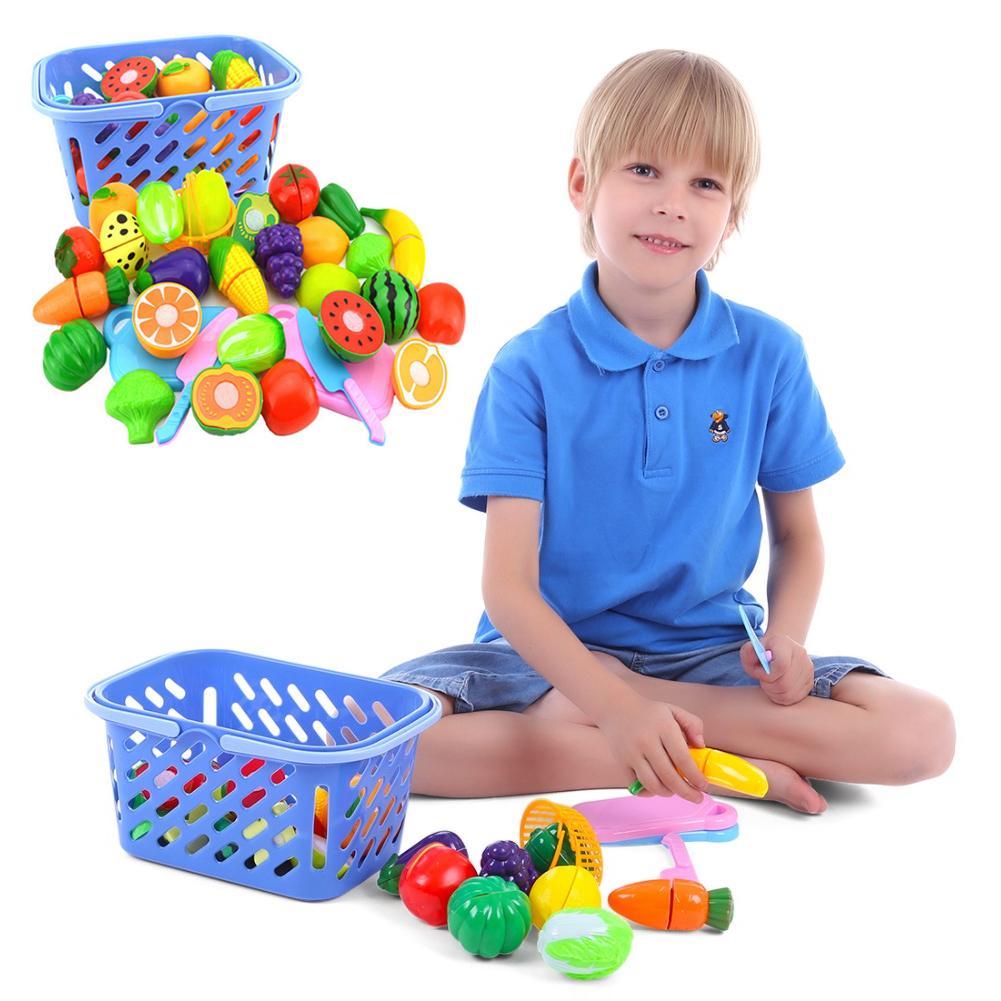 23 stks/set Fruit Groente Snijden Keukenmes Leuk Speelgoed Gereedschappen Voor Kinderen Plastic Fruit Groenten Snijden Speelgoed