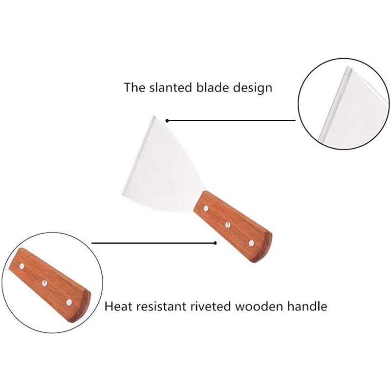 Espátula para parrilla inclinada de acero inoxidable, espátula plana para comedor, hoja recta para parrilla y uso de la cocina, 2 uds.