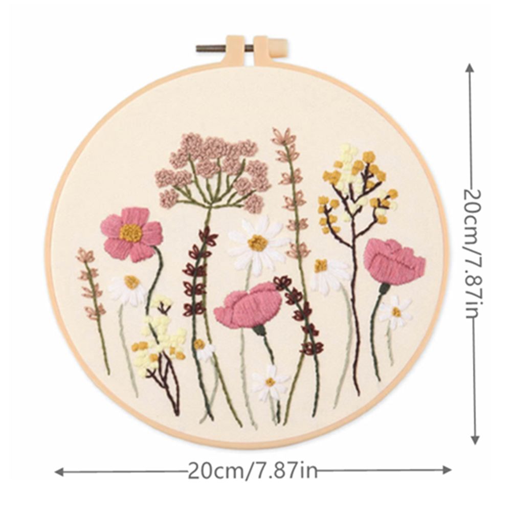 With Hoops Embroidery Hoop Flowers Plant Stamped Embroidery Set Cross Stitch Kit Needlework Tools Flowers Embroidery