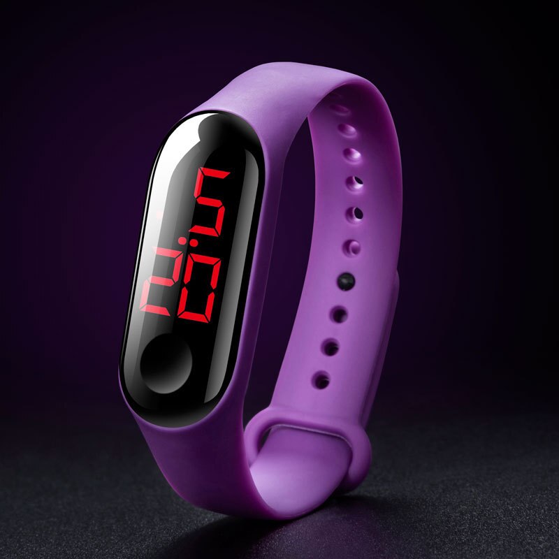 électronique nouvelle montre numérique Silicone Bracelet Bracelet montre pour femmes hommes unisexe montres LED Sport écran tactile étanche: Red light Purple