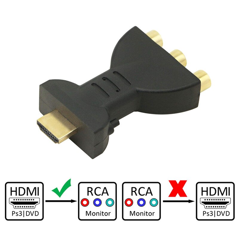 720P 1080P HDMI-3RCA Adapter Hdmi Male Naar 3 Rca Vrouwelijke Composiet Av Audio Component Video Converter Voor Hd tv Dvd Projector Lcd