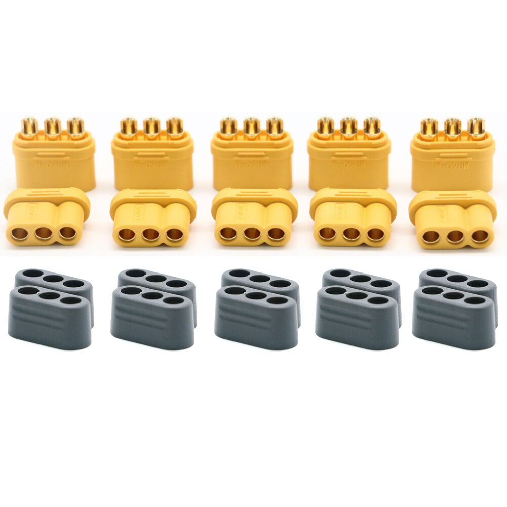 10 x anhäufen Herr60 Stecker w/Schutz Abdeckung 3,5mm 3 Ader Anschluss T stecker Schnittstelle Verbinder Ummantelte für RC Modell (5 Paar)