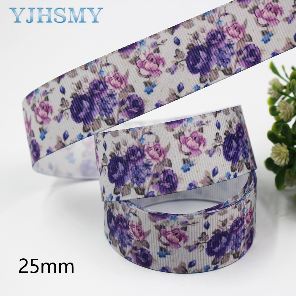 Cinta con estampado de flores de 1 pulgada, accesorios para el cabello hechos a mano, 5 yardas, Material, decoración de lazo, L-20716-675: L-20716-679