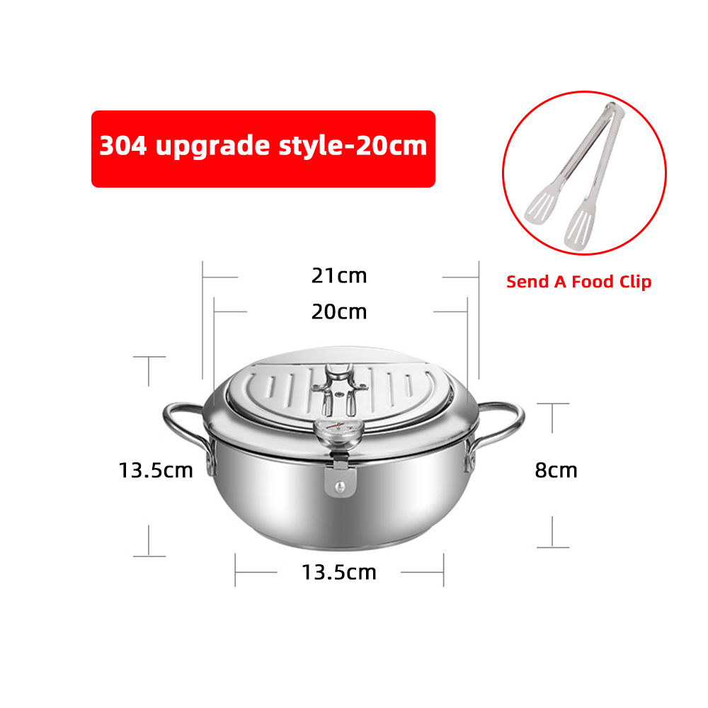Japanse frituurpan met een thermometer en een deksel Frituurpan 304 roestvrijstalen keuken Tempura olie koekenpan Friteuse: green