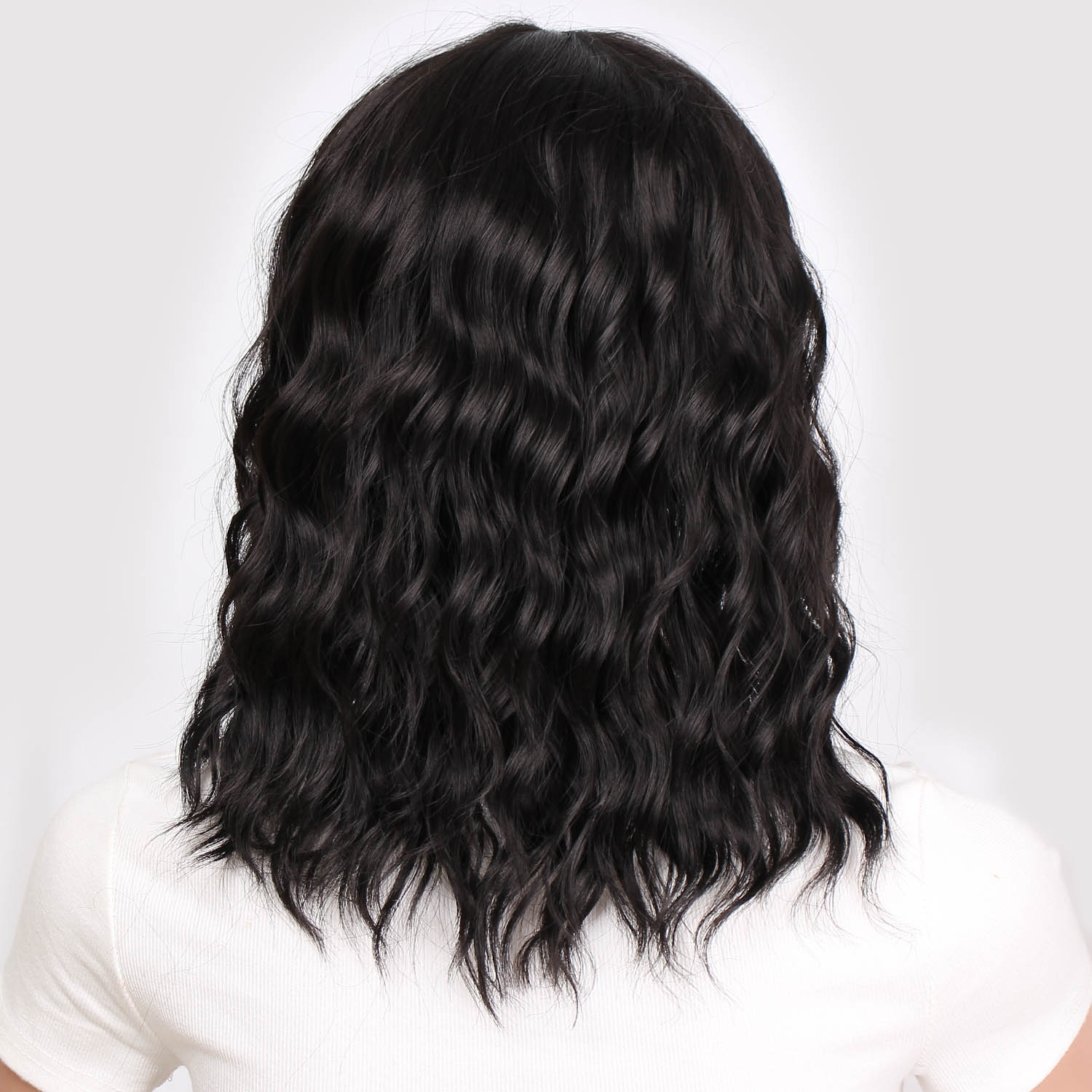 Aisibeauty pastel ondulado peruca com franja de ar feminino curto bob rosa peruca encaracolado ondulado ombro comprimento cosplay peruca para a menina 30cm azul: WS751-1B