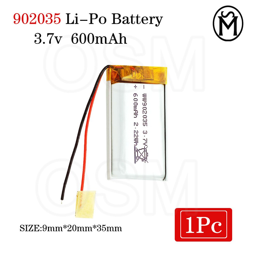 OSM 1oder2oder4 stücke Li-Po Batterie Modell 902035 600-mah langlebige 500 mal geeignet für Elektronische produkte und Digitale produkte: 1pc