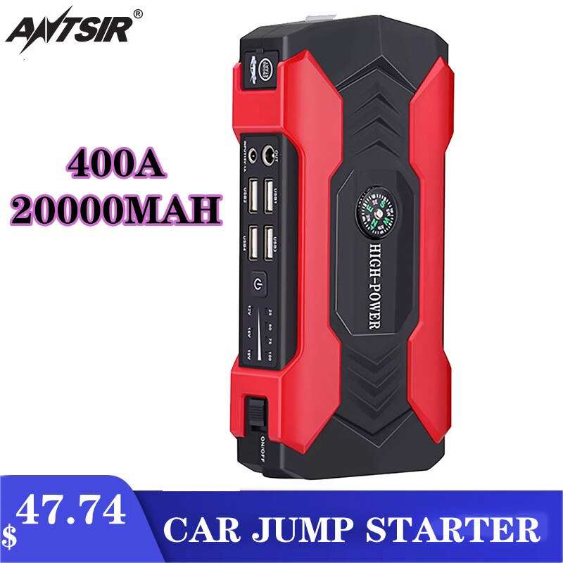 20000mAh 12V Car Jump Starter Portable USB Power Bank Battery Booster Clamp 400A
