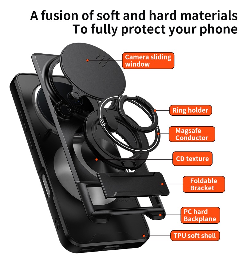 Panzer-Handyhülle für Honor Magic 8 Pro 5G mit Objektivschutz, Magnetring-Ständer und Rückenschale für Magic 8 7 6 5 4 Lite