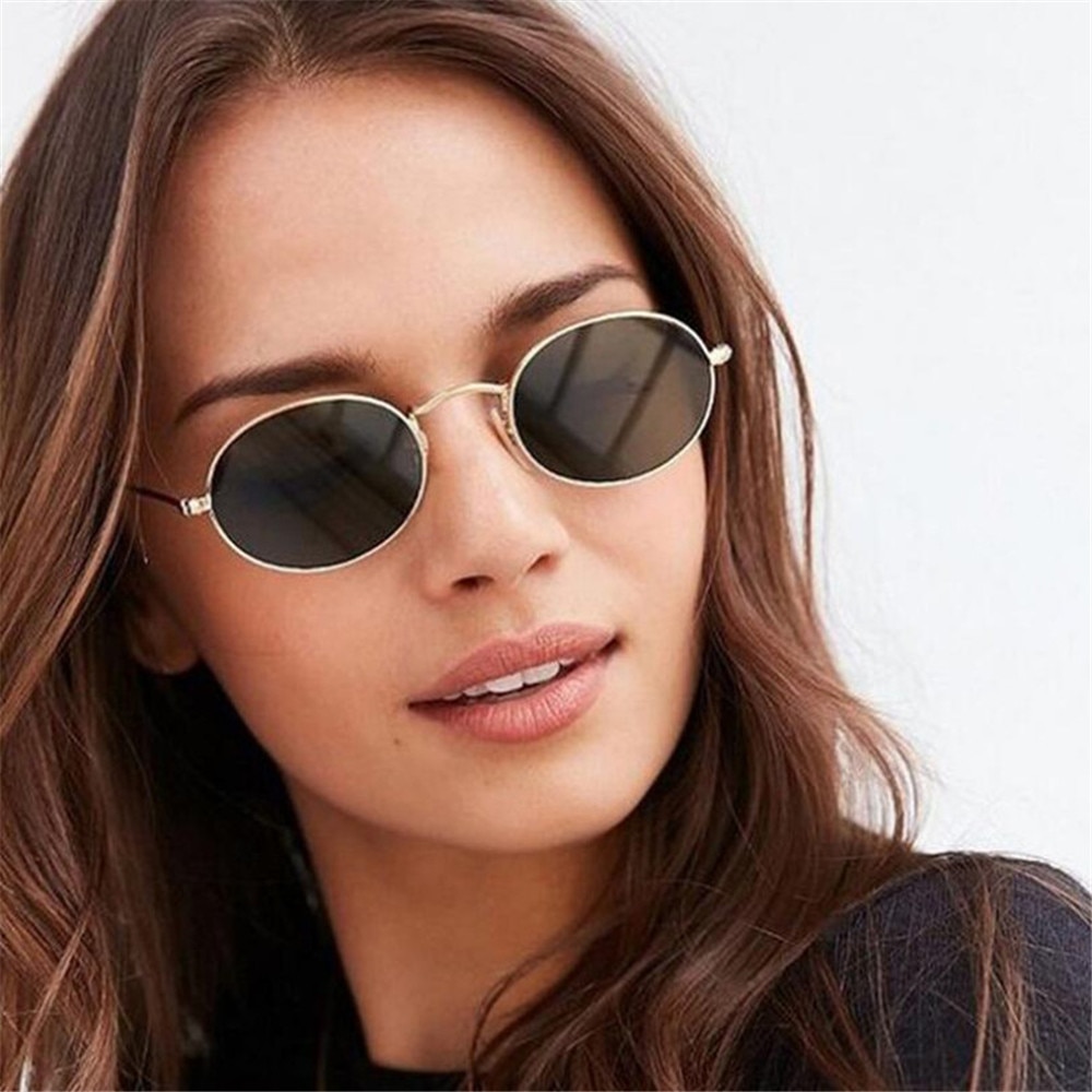 Gafas de sol ovaladas para mujer, lentes doradas pequeñas, Retro, Vintage, redondas, Sexy, accesorios de ciclismo