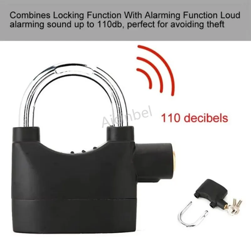 Built-in Movement Sensor Security 110db Siren Alarm Lock Universal Anti-Theft Padlock for Bicycle Motorcycle Door Gate