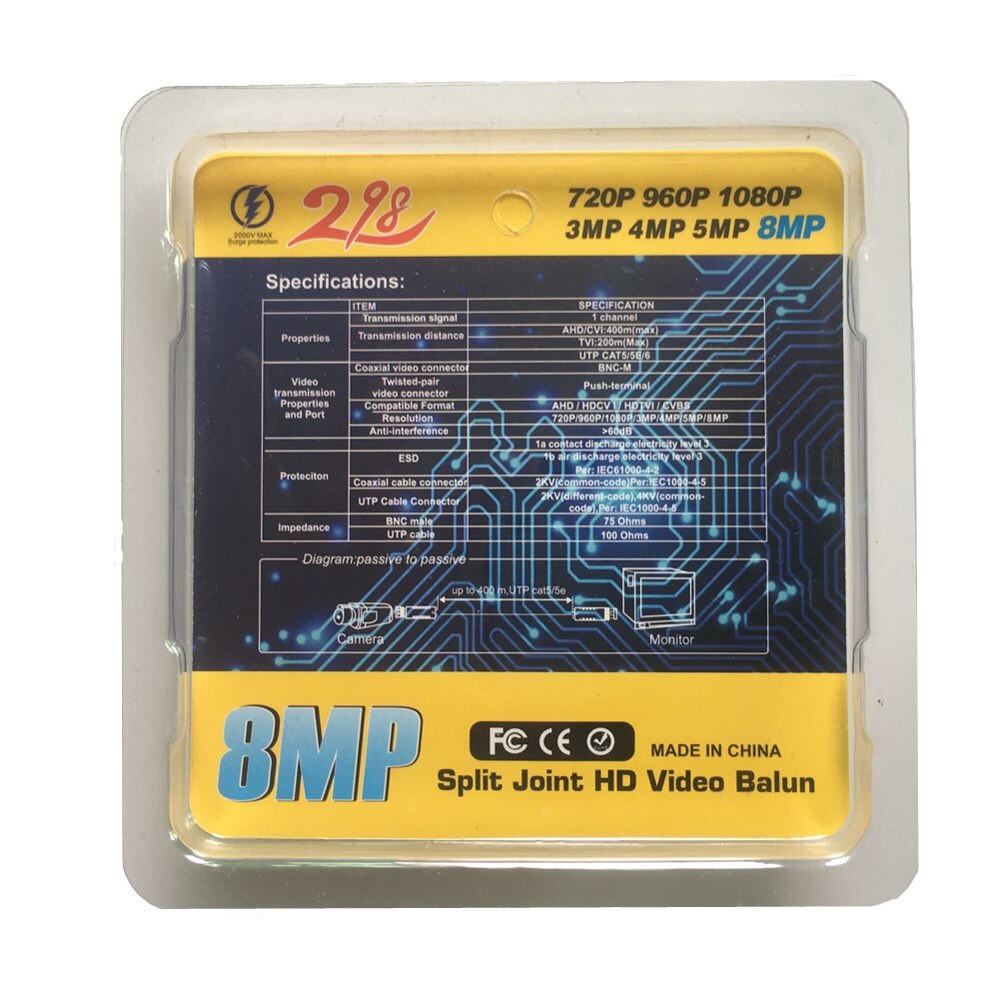 10Pairs 8MP HD Analog CCTV Camera 1CH Transmitter Passive Video Balun Transceiver BNC M for 2MP 5MP 8MP AHD Security Camera