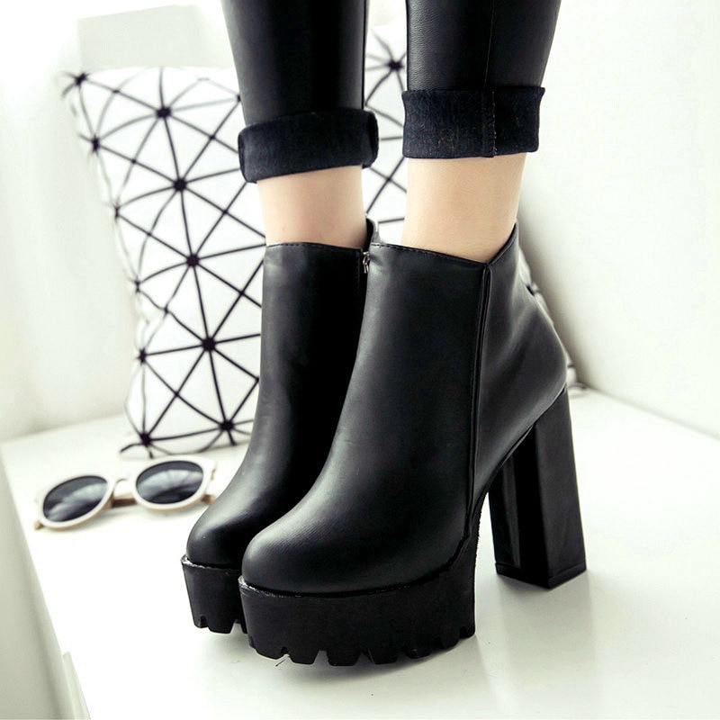 directe Sexy Ultra talons hauts chaussures femme bout rond Martin bottes talon épais plate-forme femmes chaussures bottines