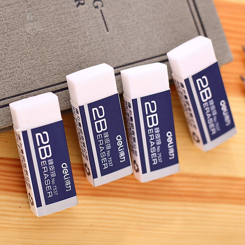 4Pcs 2B White Rubber Eraser Gomme Elastic Borracha Escolar Exam Art Drawing Eraser No Debris Clean School Statonery Deli 7536