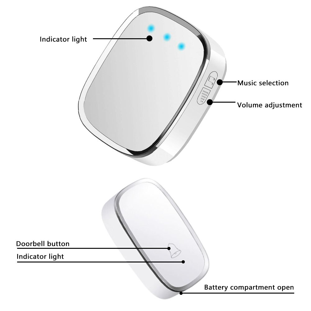 Wireless Waterproof Doorbell Home Security Welcome Door Bell EU UK Plug Home Intelligent Calling Bell Chime1/2Button 1/2Receiver